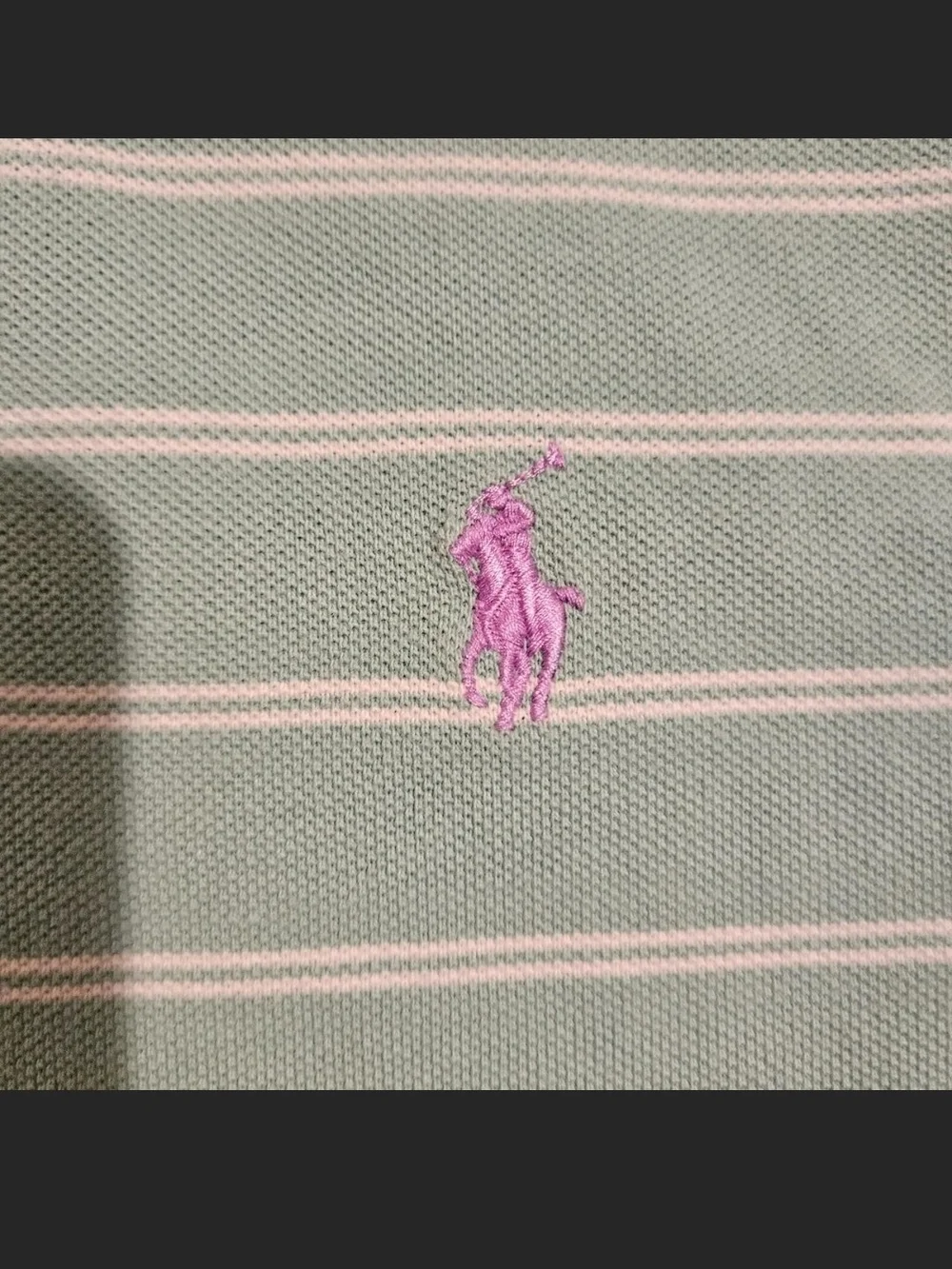 Classic Ralph Lauren Men’s Mint Green Striped Polo Shirt